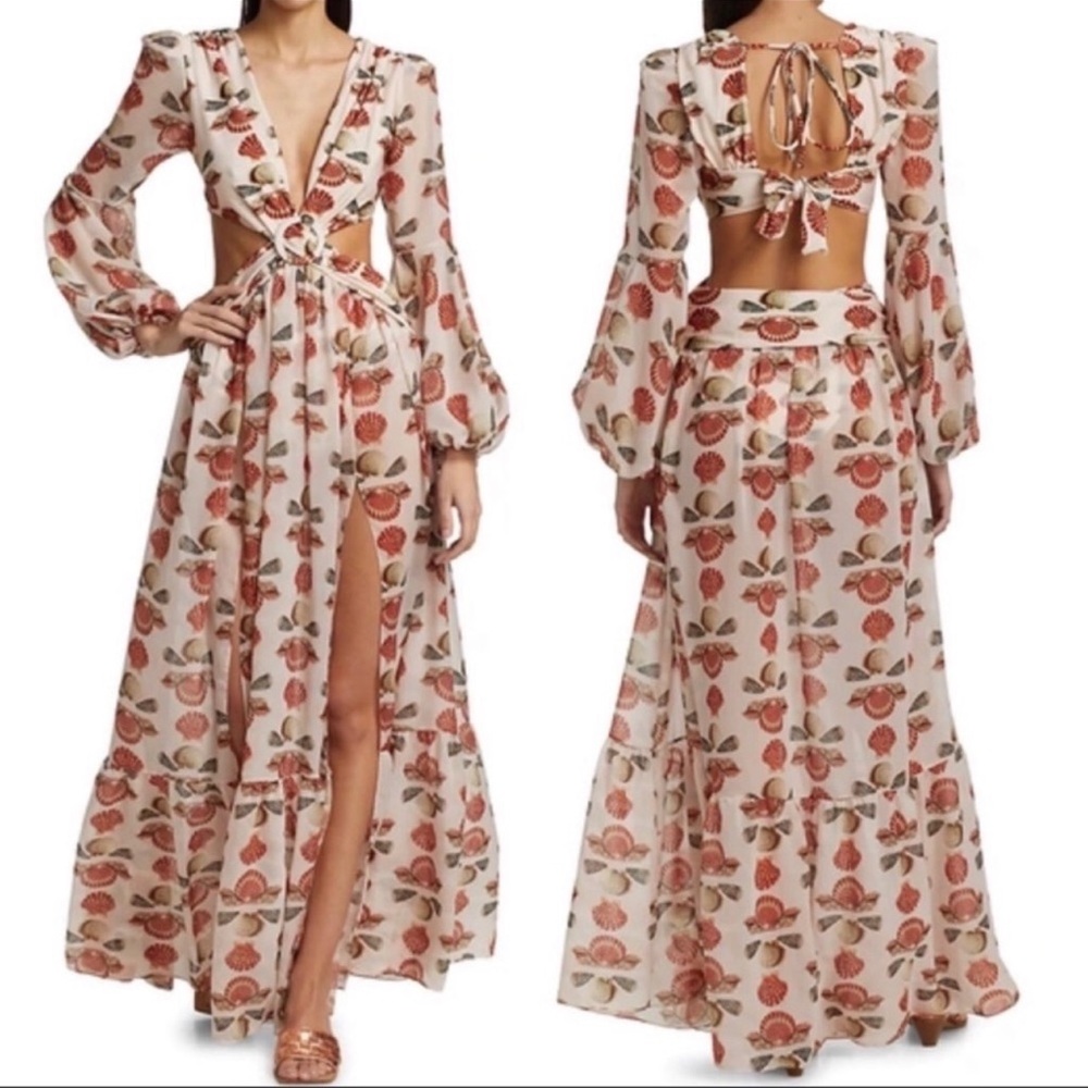 Sea Tone Cutout Long A Line Maxi Dress